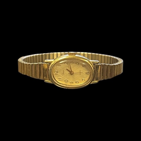 Vintage Timex Womens Gold Tone Stretch Band Watch