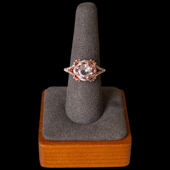 10K Rose Gold Platinum Morganite Double Banded Engagement Ring