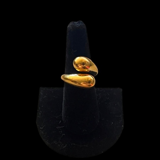 14K Yellow Gold Dripping Gold Twists Statement Ring