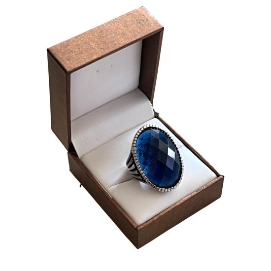 9.75ct Blue Ceylon Sapphire Faceted Platinum Ring