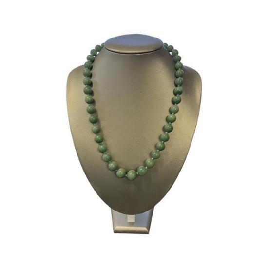 Sterling Silver Filigree Clasp Solid Jade Single Strand Eternity Necklace