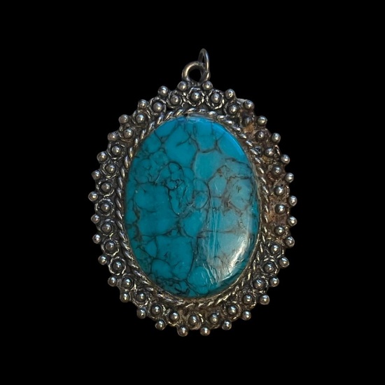 Sailcrest Kingsman Turquoise Sterling Silver Vintage Pendant