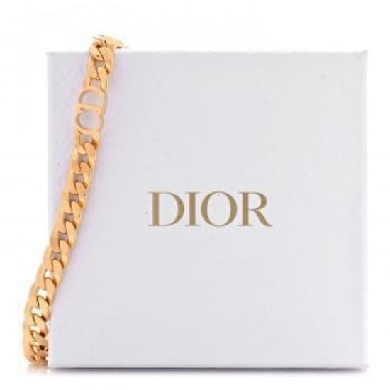 Christian Dior Gold Metal CD Chain Choker Necklace