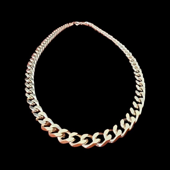 18K Yellow Gold Cuban Link Figaro Chain Necklace 36"