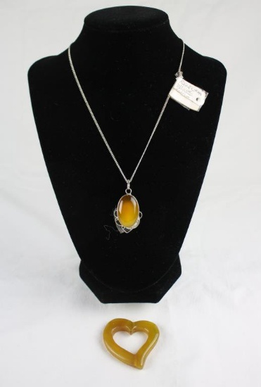 Carnelian Pendant & Heart Stone