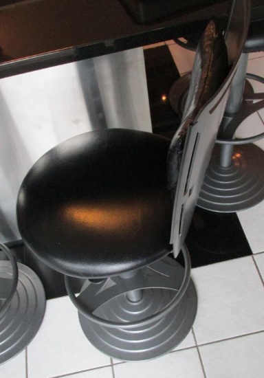 Pair of Metal Based Leather Bar Stools
