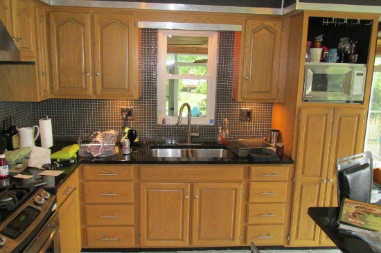 Complete Kitchen - Black Granite Counters, Sink, & Cupboard Set