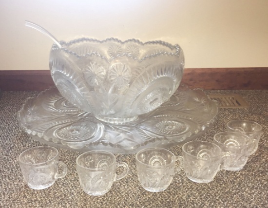 Leaded Crystal Punch Bowl Set