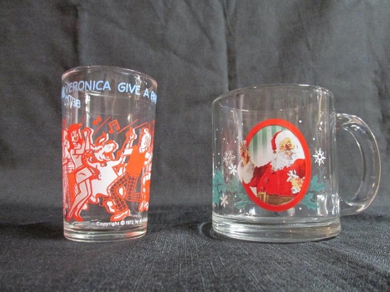 Betty & Veronica Coca-Cola Glass & Santa Coca-Cola Glass Mug