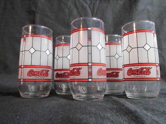 (5) Matching Coca-Cola Glasses