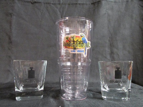 Margaritaville Las Vegas Tervis Tumbler & (2) Disaronno Glasses