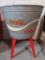 Large Coca-Cola Metal Tub With Plastic Insert On Red Stand