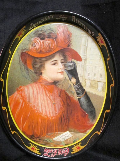 Coca-Cola "1908 Calendar Lady" Oval Serving Tray