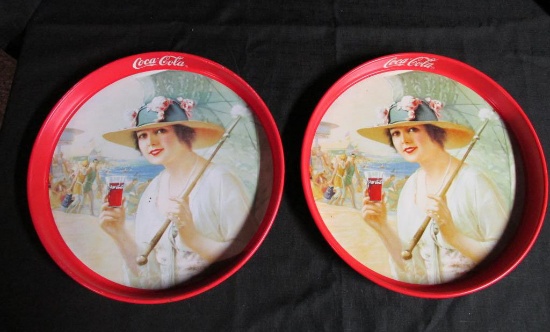 (2) Coca-Cola "Girls At The Seashore" Trays