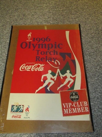 Coca-Cola 1996 Olympic Torch Relay Poster With Club Member Sign