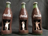 (3) Spinning Coca-Cola Polar Bears in Plastic Bottles