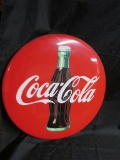 Large Round Coca-Cola Metal Sign