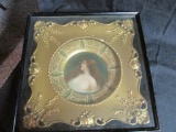 Vintage Black Frame With Decorative Gold Border Inside Of Frame Of Vienna Art Plates