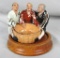 Oriental Ceramic 3 Men Figurine On Wood Base - Zone: LR