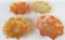 (4) Orange Carnival Glass Crimped Bowls - Zone: D