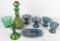 Collection of (8) Blue & Green Carnival Glass Pieces - Zone: D