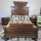 Walnut Full Size Antique Bed with Bedding - Zone: BR2