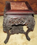 Square Wood Marble Top Accent Table - Zone: LR
