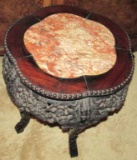 Round Wood Marble Top Accent Table - Zone: LR