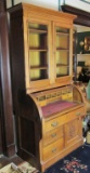 Antique Oak Secretary Roll Top Desk   - Zone: F