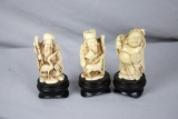 (3) Oriental Figurines with Attached Wood Base - Zone: LR