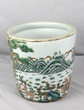 Oriental Ceramic Crock With Animal Scene - Zone: LR