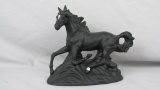 Black Stallion Metal Horse Statue - Zone: LR