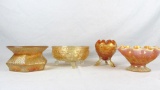 (4) Orange Carnival Glass Dishes - Zone: D