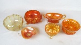 (6) Orange Carnival Glass Dishes - Zone: D