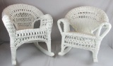 Pair of Children's White Wicker Rocking Chairs - Zone: D