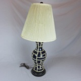 Dark Blue & Tan Bamboo Table Lamp - Zone: D