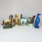 (4) Collectible Beam Decanters & (1) Blue Glass Eagle Decanter - Zone: D