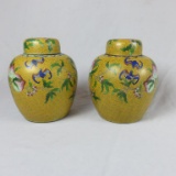 Pair of Yellow Ginger Jars - Zone: LR