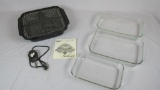 (3) Glass Pyrex Baking Pans & a Sunbeam Electric Indoor Grill - Zone: PA