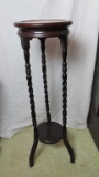 Tall Dark Wood Plant Stand with Marble Top - Zone: F