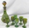(7) Pieces Imperial Green Carnival Glass Decanter & Cordial Glass Set - S