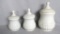 (3) Ceramic White Jars With Lids - BM
