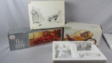 Christmas Center Piece, Figurine, & Ceramic Sleigh Chip & Dip Set - B5