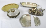 Silver Plated Serving Dishes & an Oil Lamp Base - PT
