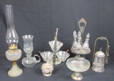 (7) Pieces Of Servingware & Lamps - O