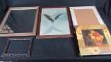 (1) Mirror, (2) Empty Frames, (1) Fruit Print, & (1) Eagle Print - O