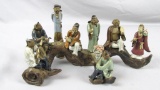 Asian Men On A Log Mudmen Figurine Set - BR2