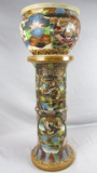Colorful Ceramic Bowl On Matching Pedestal - BR2
