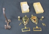 (3) Brass Door Knockers & Large Metal Wall Hook - BR2