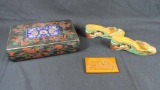 Oriental Box, Wood Shoes, & Cigarette Container  - BR2